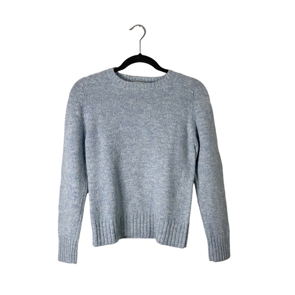 Shetlander Crazy Horse Sweaters - Shetlander Crazy Horse 100% Wool Light Blue Casual Knit Winter Crewneck Sweater